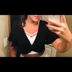 Black crop top with white tank top underneath!